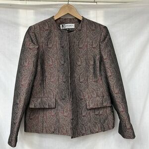 Jerome's Women's Size 10‎ Evening Metallic Blazer Jacket Paisley Red Brown Black